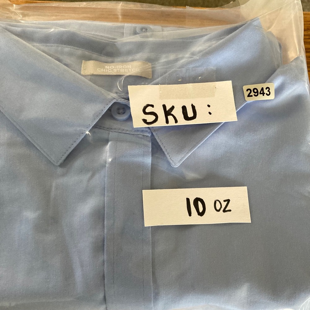 Chicos No Iron Chic Stretch Blue Button Down Shirt Blouse Womens Size 2 Large 12 - Picture 7 of 7